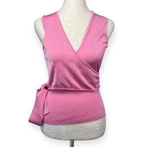Express Pink Silk Wrap Top Size Small